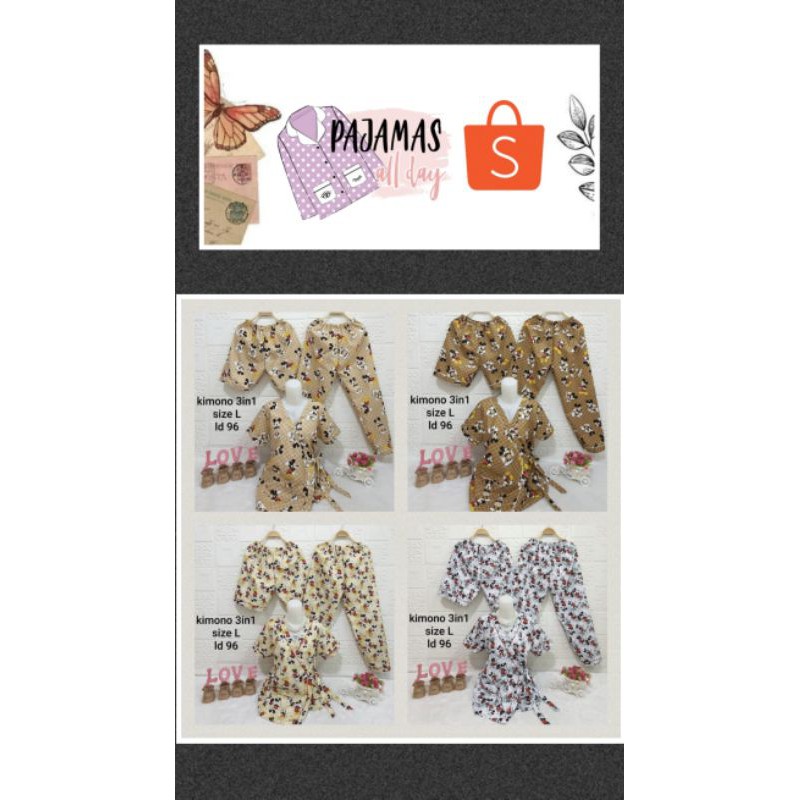 3IN1 PIYAMA MODEL KIMONO MOTIF MC & MK - BAJU TIDUR WANITA - PAJAMAS