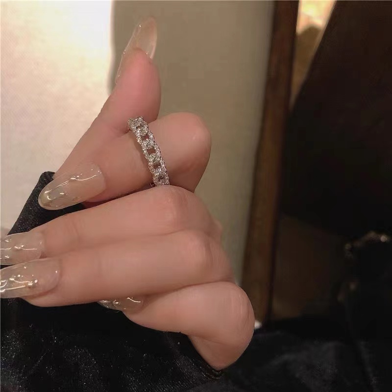 Cincin Model Terbuka Bahan Metal Desain Geometri Gaya Jepang / Korea Untuk Wanita