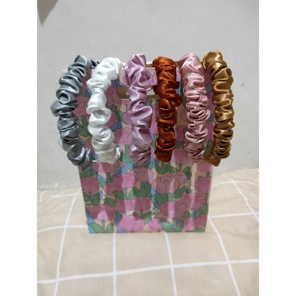 Bando scrunchie / bando nagita / bando ruffle / bando korea satin / bandana dewasa ( besar )