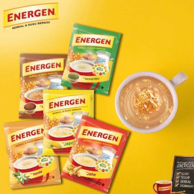 Sarapan Bergizi Energen Rasa Jagung Coklet Vanila Jahe Kacang ijo 30 gr