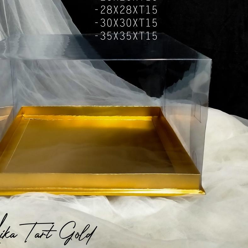 

BOX KUE TART MIKA GOLD UKURAN 25X25XT15 ( T25 GOLD)