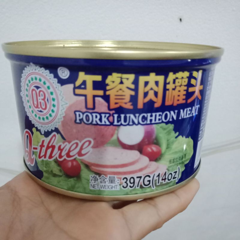 

PORK LUNCHEON MEAT Q3 Q-THREE /NGO CHAM BAK 360GRAM IMPORT SINGAPURA