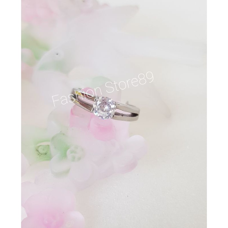 cincin Titanium silver cincin Titanium White permata putih emas nikah import antikarat selamanya