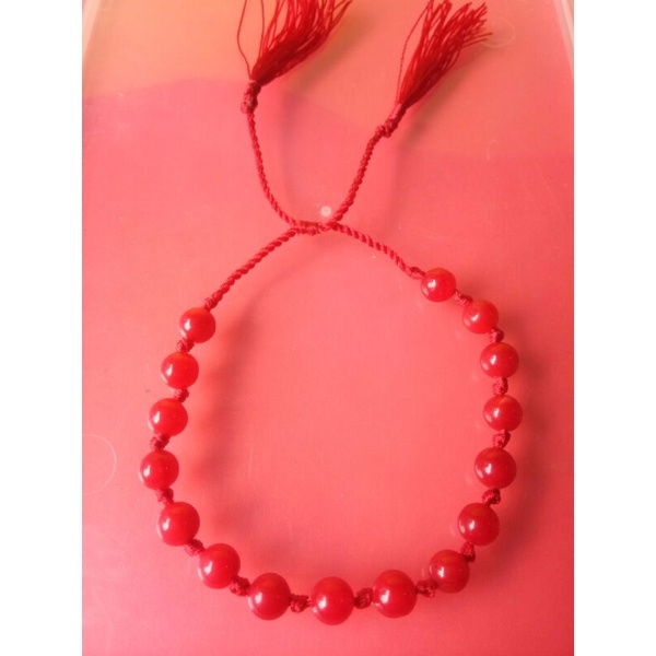 GELANG BATU  MARJAN MERAH MENYALA 6.MM