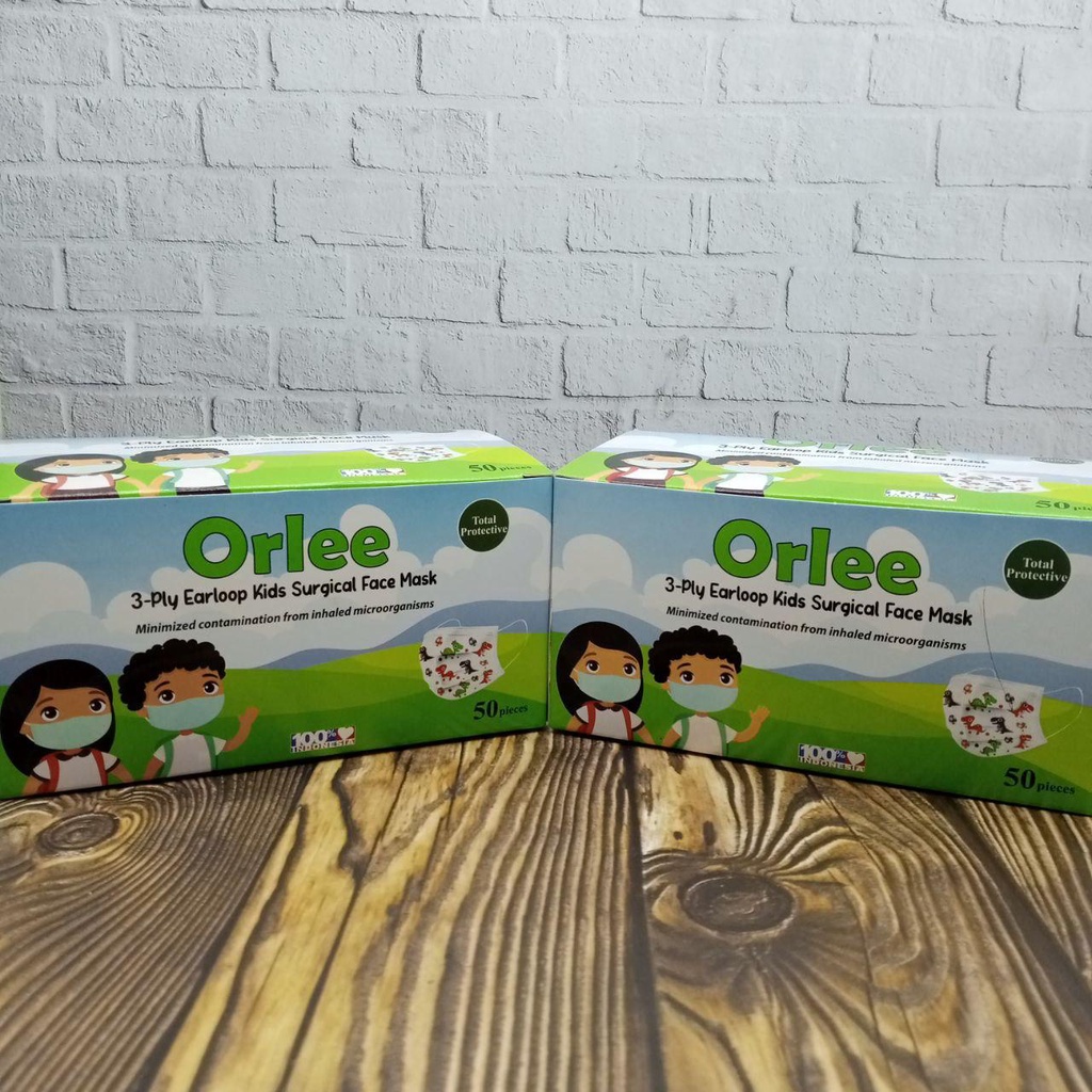 ORLEE 3PLY ANAK MASKER ANAK MOTIF WARNA WARNI ISI 50 ORIGINAL EMBOSS