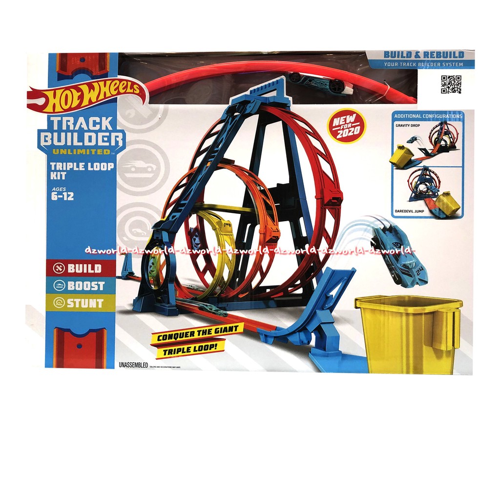 Hotwheels Track Builder Tripple Loop Conquer The Giant Mainan Mobil