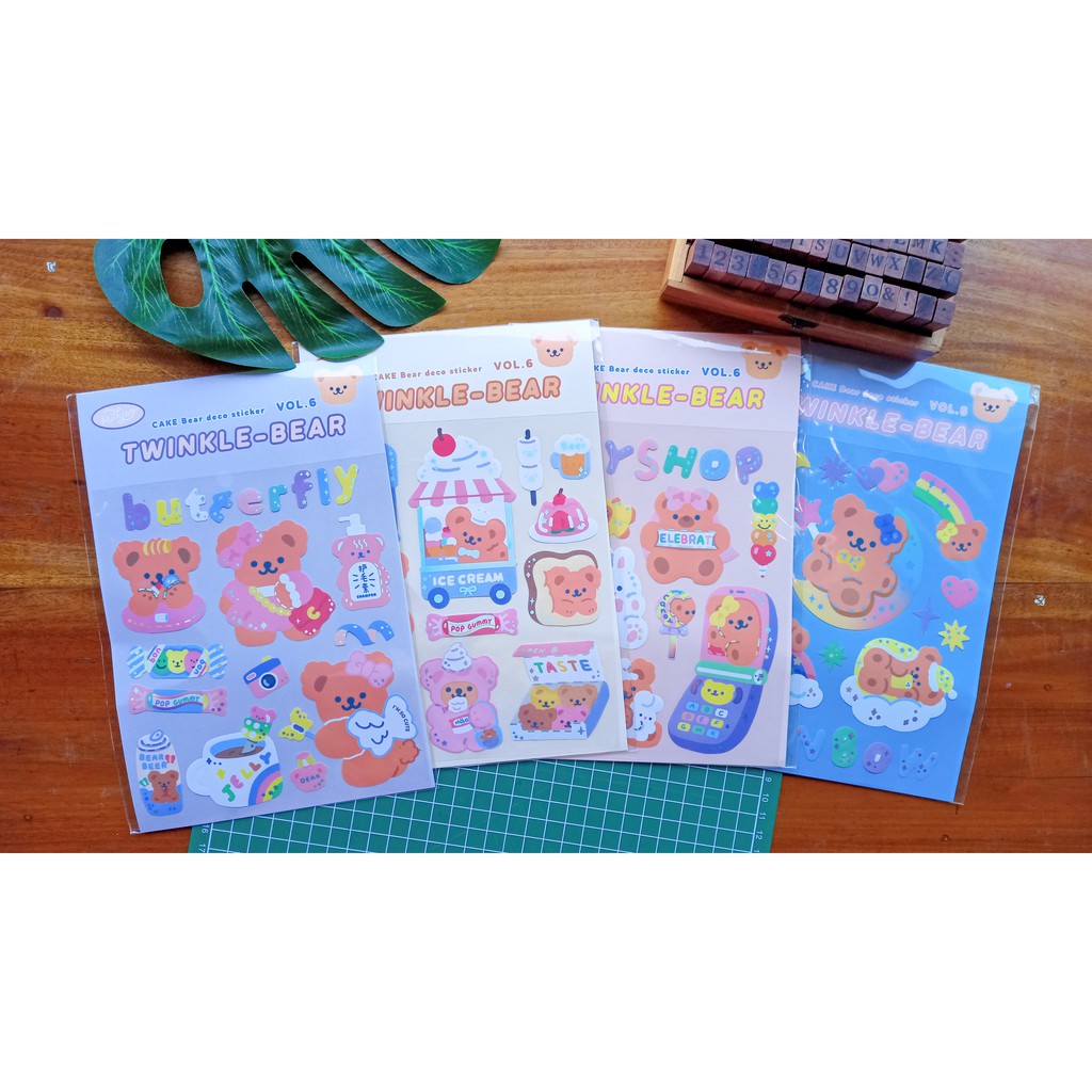 sticker sheet set - twinkle bear cute stiker set pack