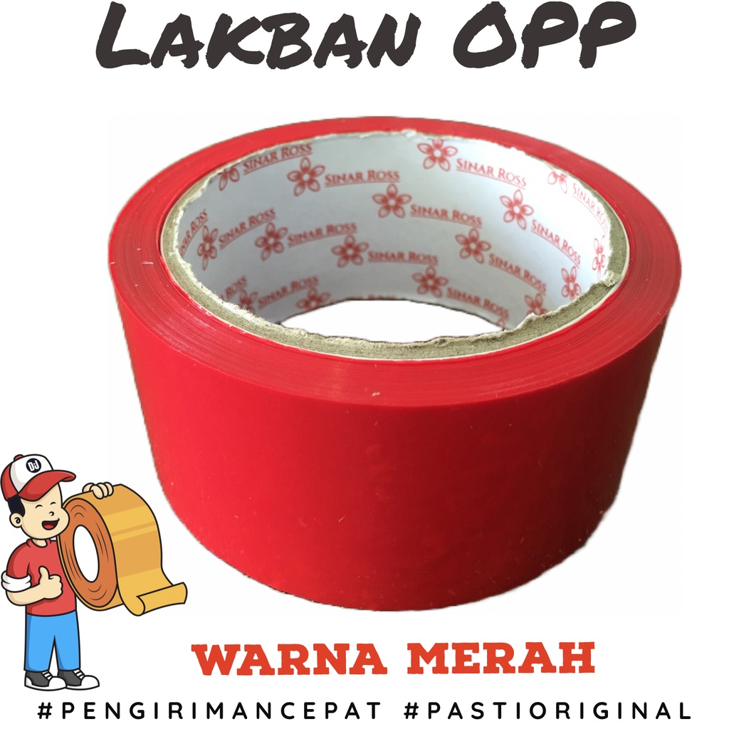 

Lakban OPP MERAH 2 inch 45mm 50 Meter Sinar Ross PER 1 ROLL