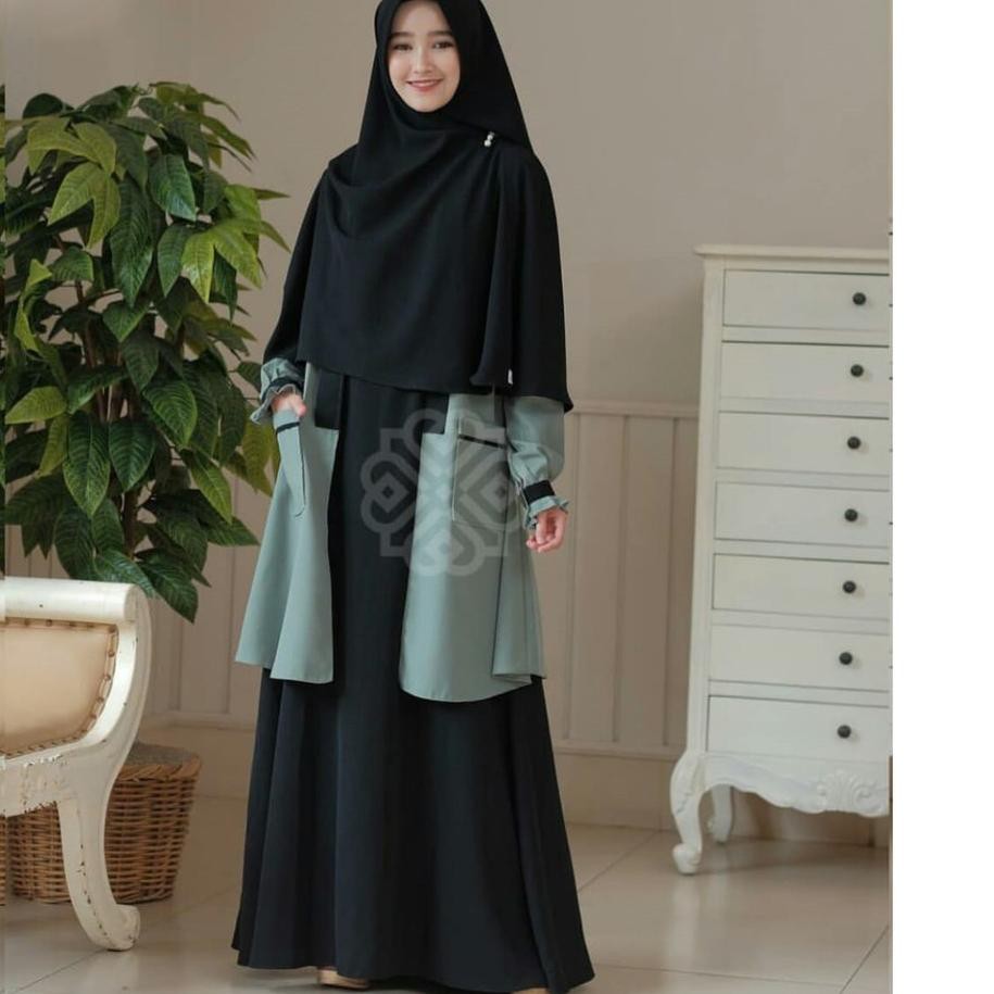 Terupdate GF : [new] ELBINA SET DRESS+OUTER (no hijab) size S M L XL matt MOSCREPE fashion muslim