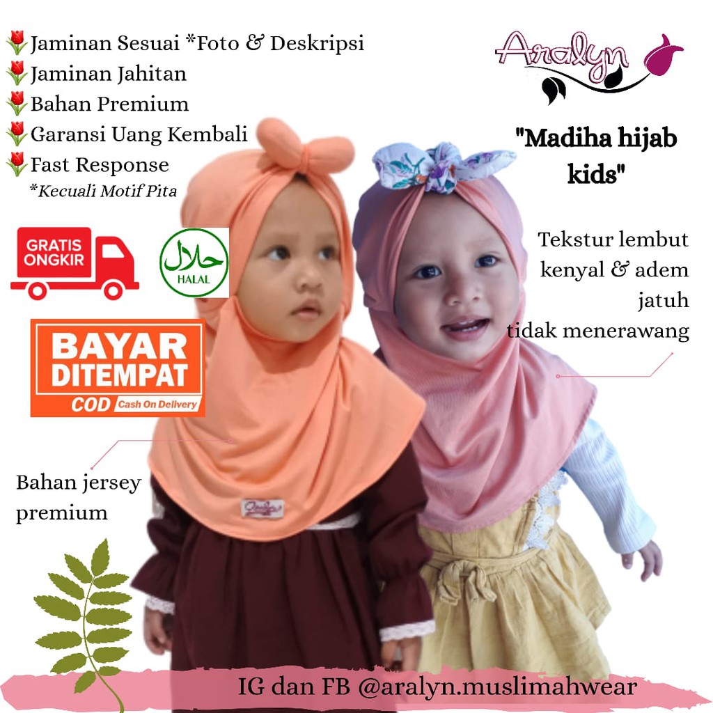 Kerudung Anak Imut Madiha Hijab Instan Murah Jilbab Nyaman Adem Busana Anak Muslimah Fashion Muslim