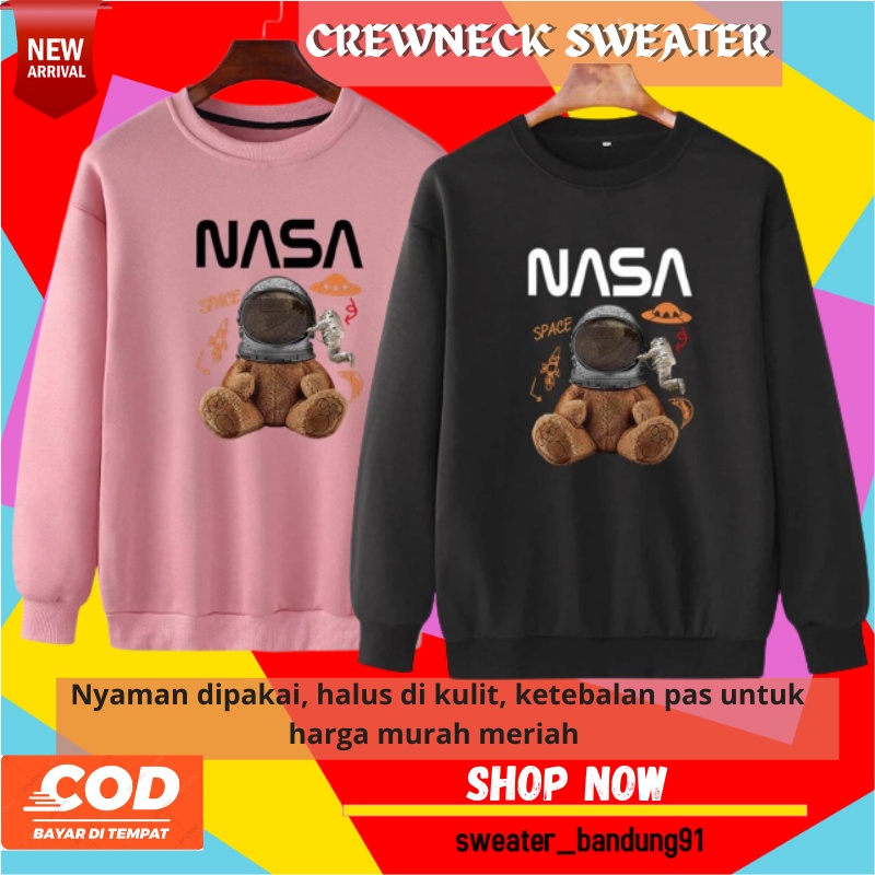 Baju hangat jaket Hoodie pria wanita Crewneck sweater Astronot robotic nasa