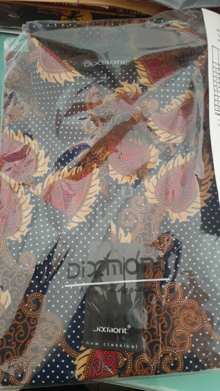 Kemeja Batik Pria Lengan Pendek Bs46 Katun Motif Modern Dixmont Semi Slimfit Premium