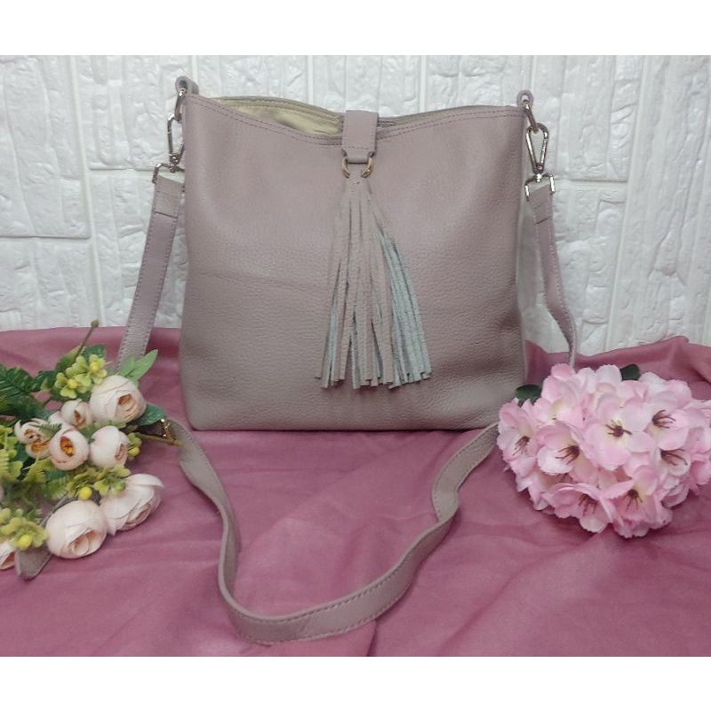 Tas Kulit Asli Dusty Pink Preloved