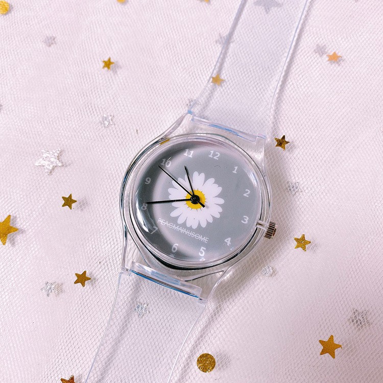 Jam Tangan Elektronik Jelly Transparan Motif Kartun Untuk Anak Laki-Laki/Perempuan Daisy Watch-abu-abu