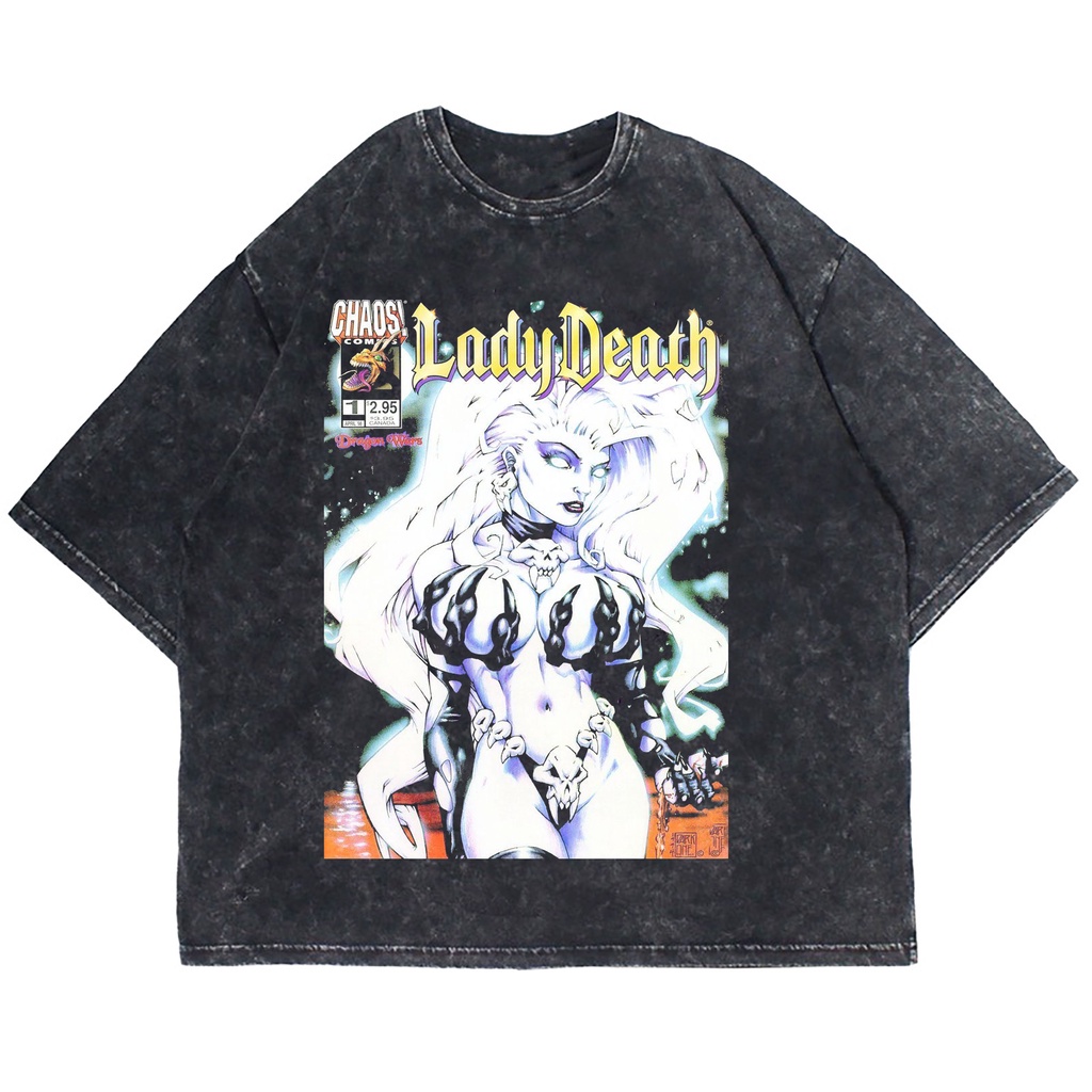 KAOS OVERSIZE MARVEL LADY DEATH WASHING VINTAGE TEE ( WASHING T-SHIRT )
