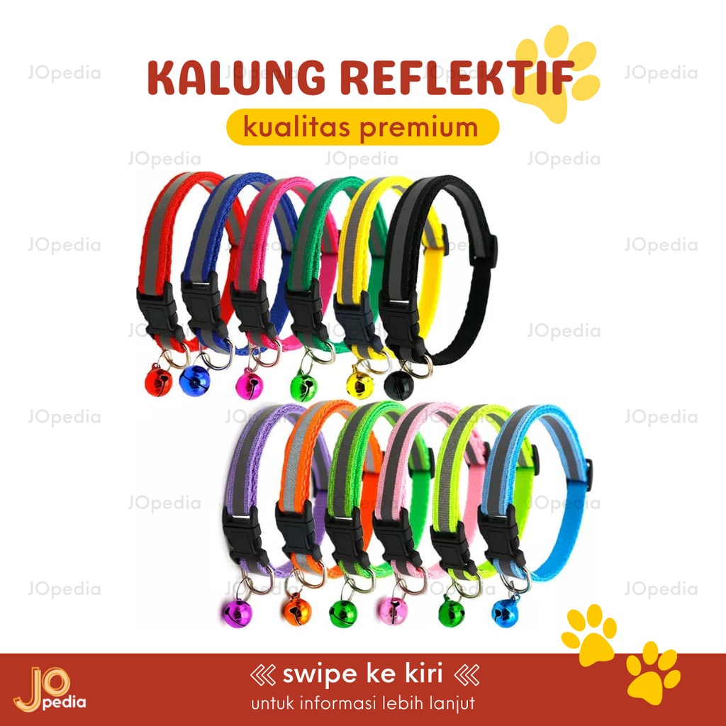 KALUNG Kucing Anjing Kelinci Reflektif Kalung Lonceng Dog Cat Collar Bell