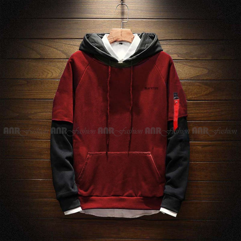 Sweater Hoodie Blacktipe Sweater Fleece Hoodie Reglan Pria