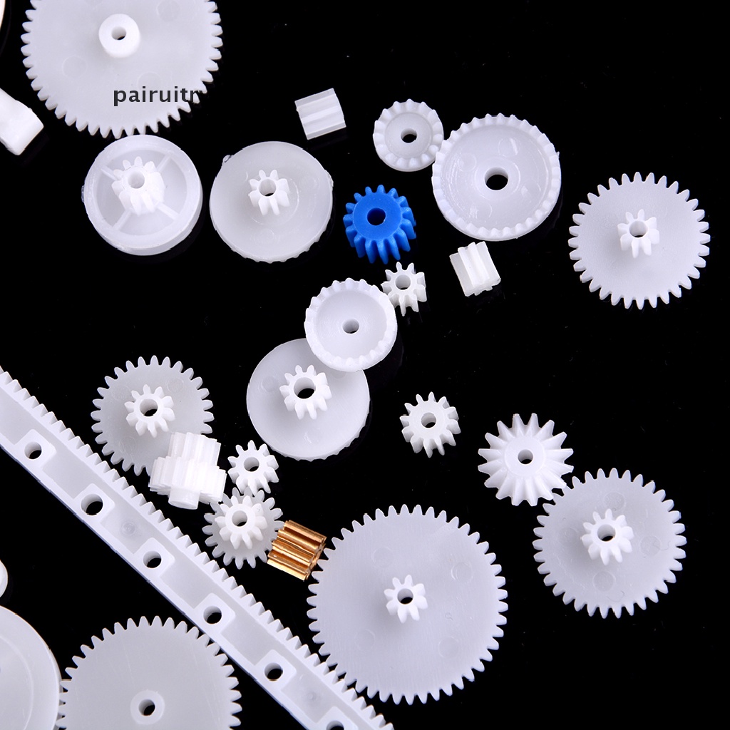 Prt 60pcs Set Roda Gigi Plastik DIY Untuk Rak Pulley Belt Worm Singledouble Gear PRT