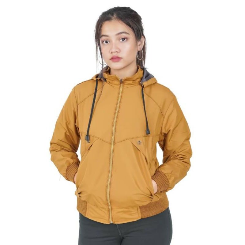 Jaket Parasut Cewe Bolak balik Parka Anti Air Original blessher hoodie bisa lepas pasang