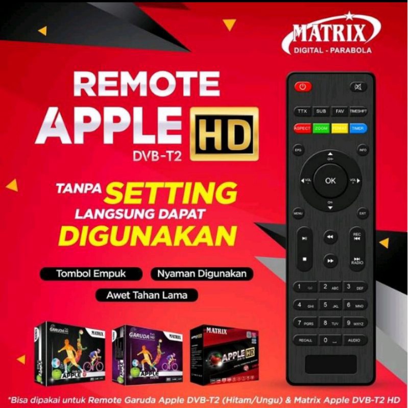 Remote Set Top Box (STB) Matrix Apple HD kotak Merah.