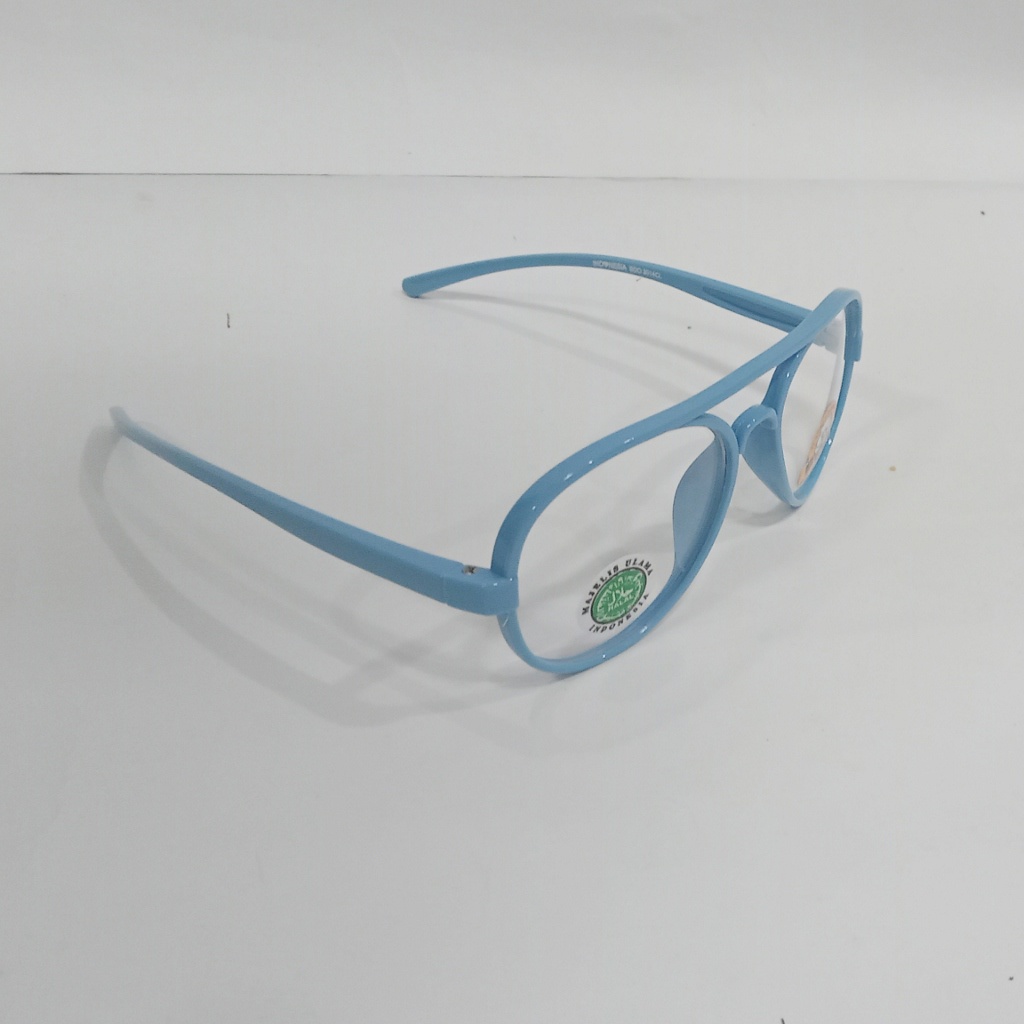 kacamata anak hitam bening laki perempuan aviator plastk BL murah sunglass fashion TK SD unik keren-biru bening