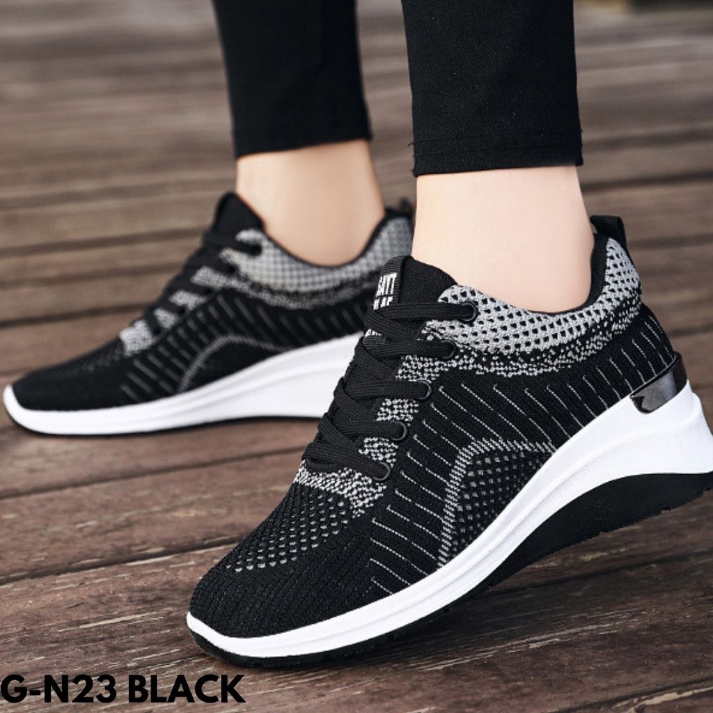 Gypsy - Active Sepatu Sneakers Runner Wanita Slip On Import Hitam Sneaker Grey Snakers Korea Seoatu Snekers Cewek Snikers Snackers Kasual Flatshoes XGN23