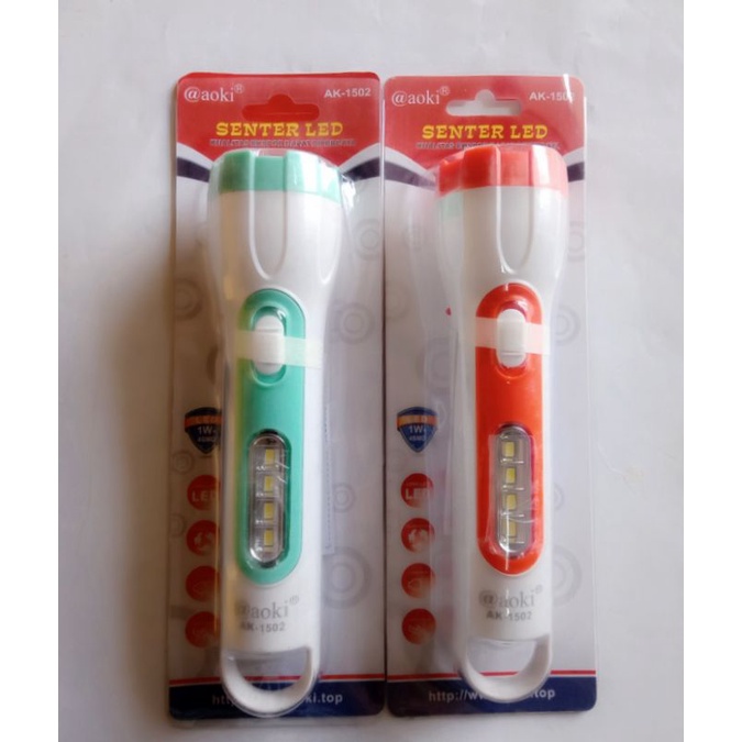 Senter aoki + emergency cahaya terang dan berqualitas Senter led merk aoki