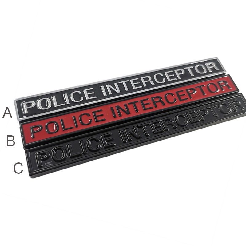 1pc Stiker Emblem Logo Polisi INTERCEPTOR Bahan Metal Untuk Mobil / Truk / Motor