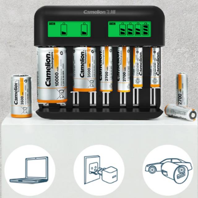 New Camelion Charger 8 Slot BC 1048  Fast Charging  LCD Display