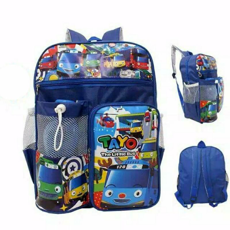 Tas Sekolah Anak Laki Laki Sd Smp Backpack Ransel Set R9I7 Gr RW402 Backpack Sekolah Una anime titan-Tayo biru