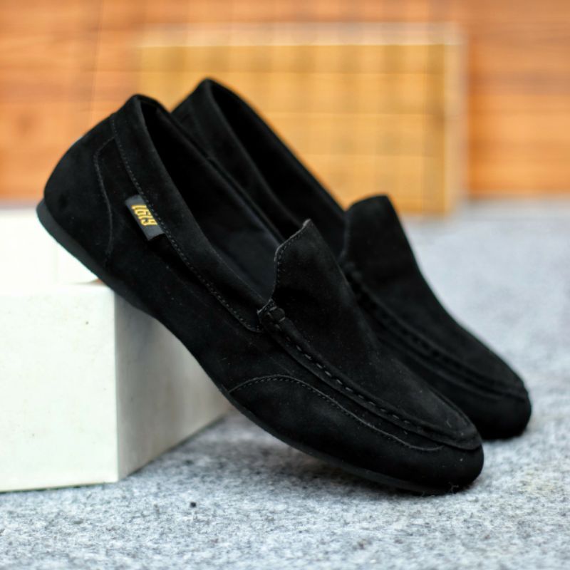 MODMEX BLACK Sepatu Slip On Pria Spatu Casual Santai Main Selop Santai Slop Kerja Kondangan Keren Murah