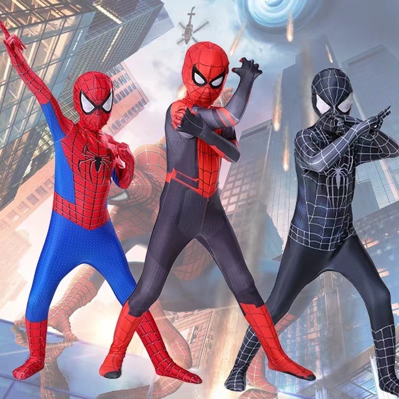 Voucher KOSTUM ANAK SPIDERMAN Baju Cosplay SUPERHERO Jumpsuit + Topeng