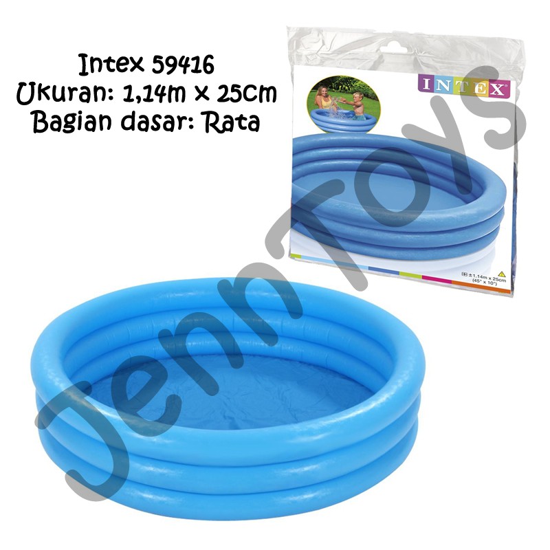 JennToys - Kolam Renang Anak Mandi Bola Rubber Pool Crystal Blue 114 x 25 Cm - INTEX 59416