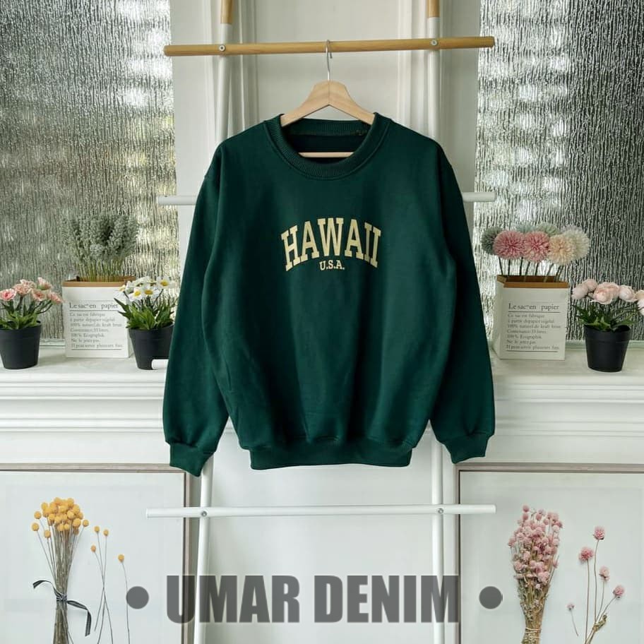 Sweater hawaii cowok cewek simpel bahan flece tebal