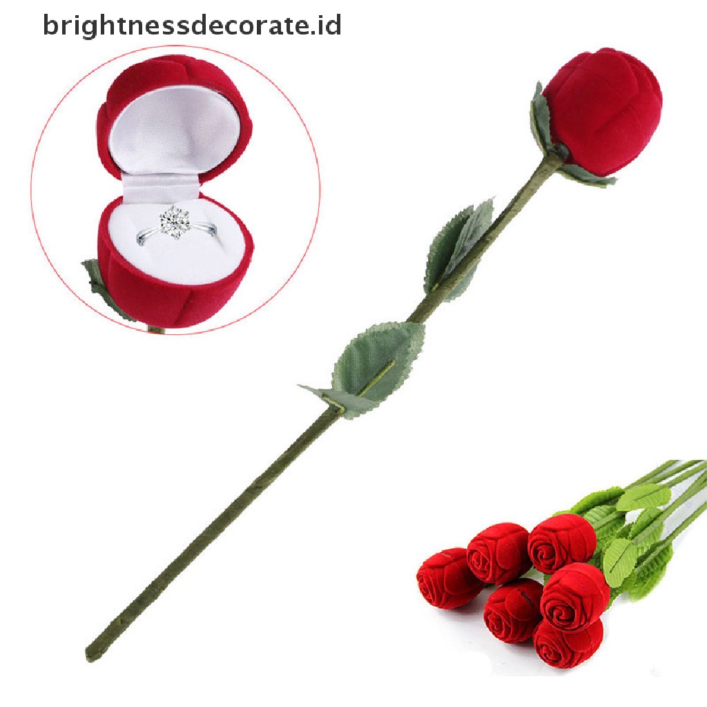 Kotak Perhiasan Cincin Anting Bentuk Mawar Merah Romantis Untuk Hadiah Pernikahan