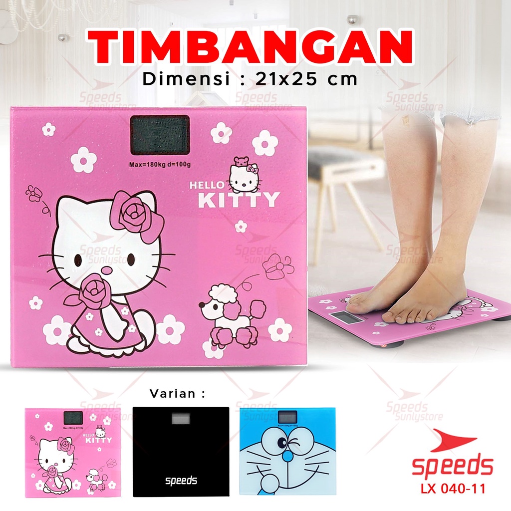 SPEEDS Timbangan Badan Mini Digital Design Kartun 180 KG Timbangan Anak Timbangan Kaca 040-11