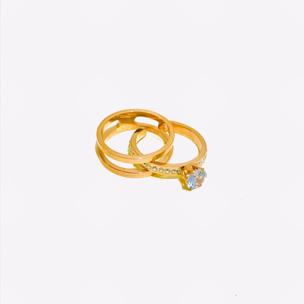 Cincin Titanium CT58 Wanita Lapis Emas Anti Karat CT-51