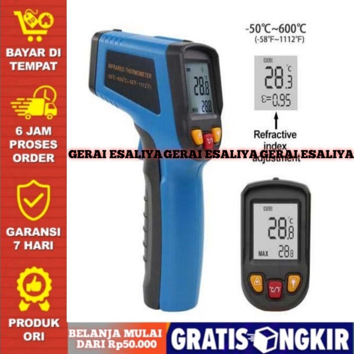 Thermometer Infrared Digital Non Contact - 600S - Biru