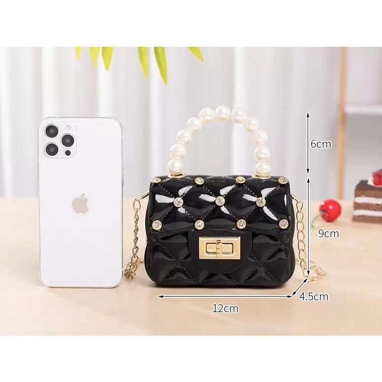 (COD) Tas Jelly Bag Glossy Mutiara Tas Selempang Wanita MALL SHOPPING