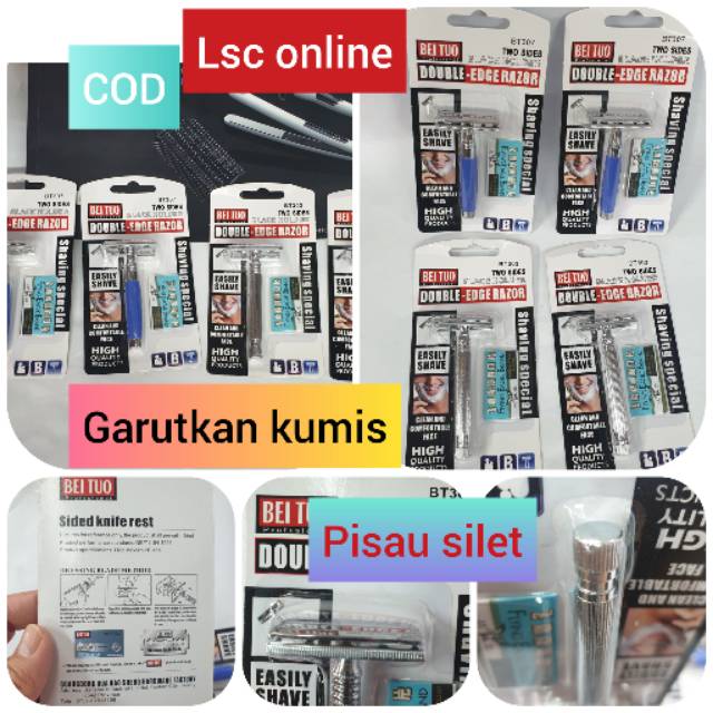 Alat Cukuran Kumis Manual Edge Razor  Pisau Silet Cukur Jenggot Shaver Two  Sides Murah Bagus Bt 303