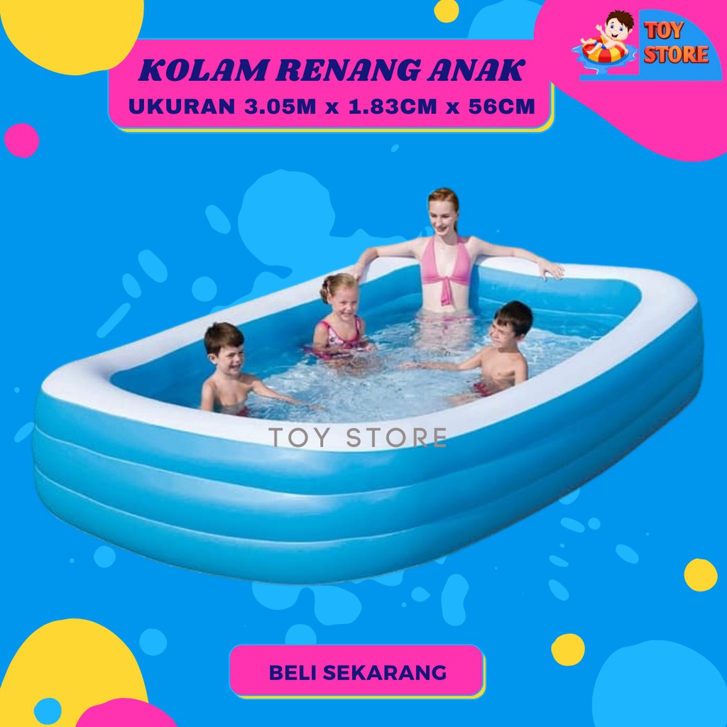 Kolam Renang Jumbo 3 Meter Kolam Renang Karet Keluarga Family Ukuran Besar Muat 2 5 Orang Hm03 Shopee Indonesia