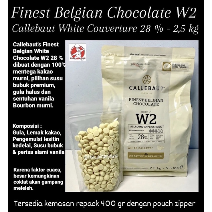 

Callebaut W2 White Couverture Chocolate ( REPACK 400GRAM) (2.5kg)