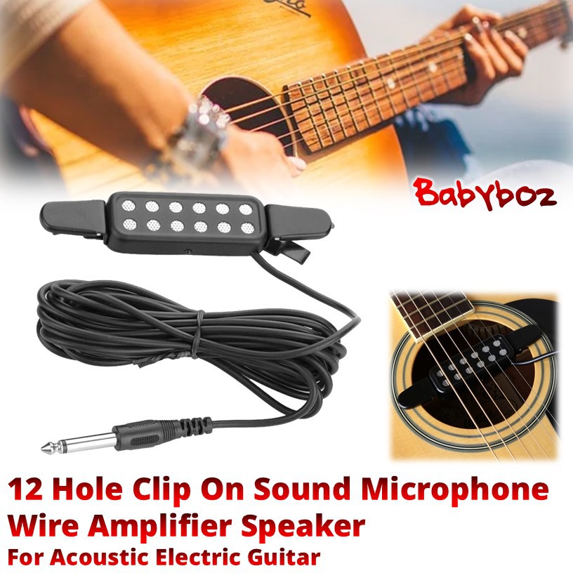Acoustic Guitar Microphone - Fishman Acoustic Guitar 12 Hole Pickup Microphone Mic Gitar P 012 Black Shopee Indonesia