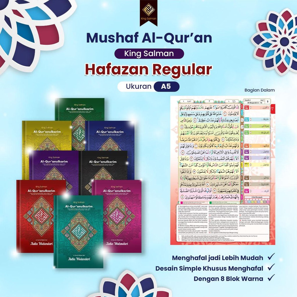 Alquran Terjemahan perkata dan Tajwid Berwarna hafazan hafalan ukuran A5 Kecil Sedang King Salman