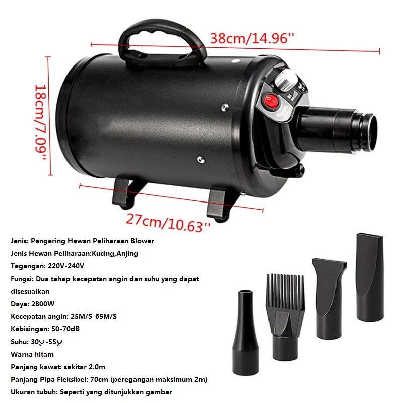 Pet Dryer Professional 2800W High Power Alat Pengering Bulu Hewan Mesin Hand Blower Mini Tangan Pembersih Grooming Untuk Anjing Dan Kucing Perlindungan Suhu