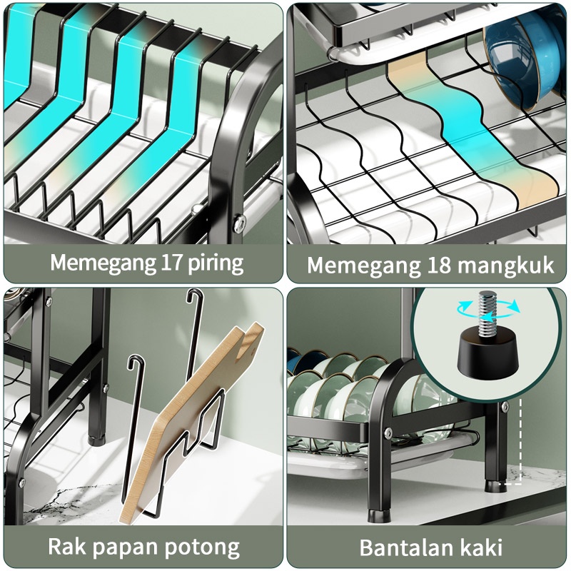 Rak Piring Stainless Rak Dapur Serbaguna Rak Piring Multifungsi Rak Piring