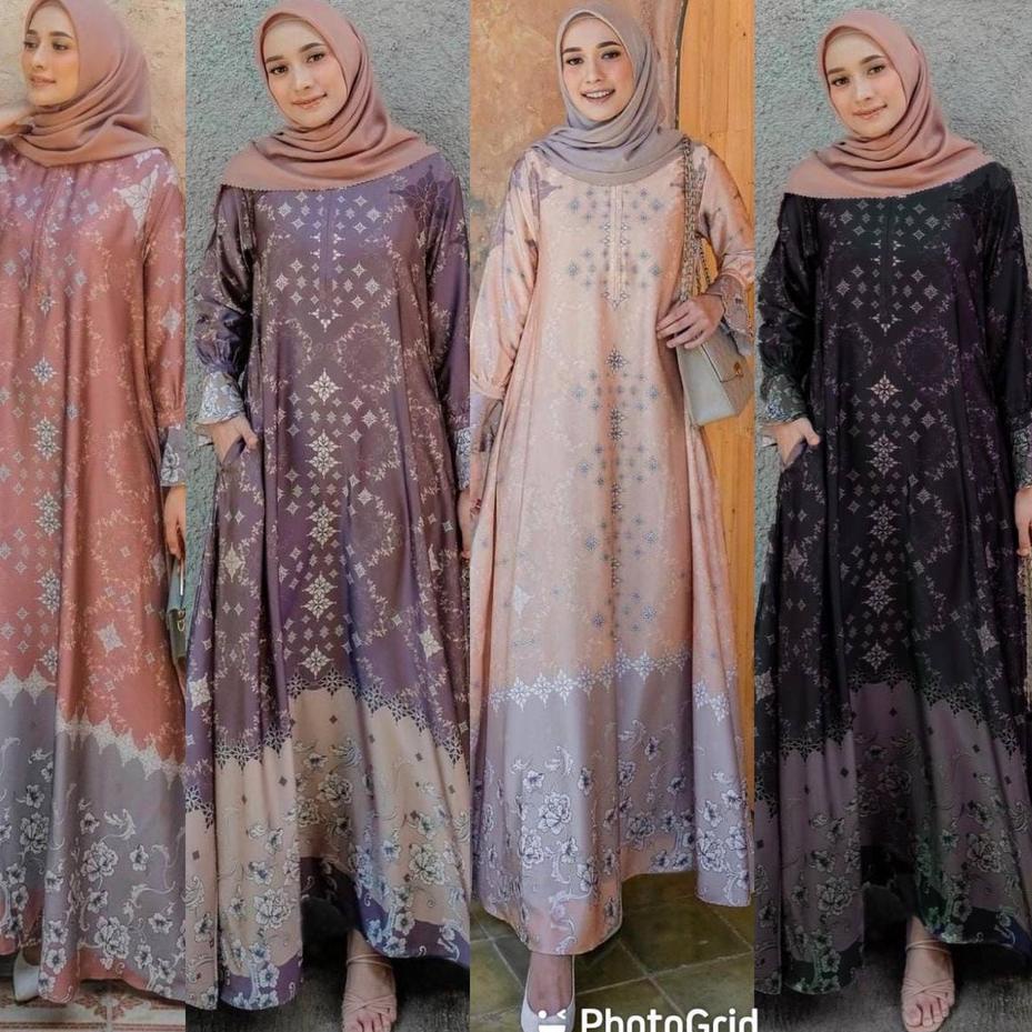 Siap Kirim.. Maxmara Dior Silk Dress Lux Gamis Wanita Pesta Fashion Muslim  Motif Kain Jumbo Suplier
