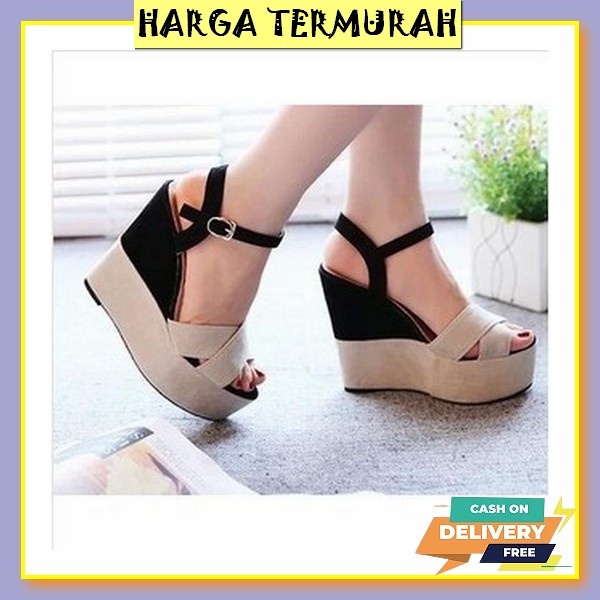 Weges Remaja Casual Sendal Wedges Terbaru Wages Kekinian Wejes Wanita Murah Wedges Kekinian Weges Im