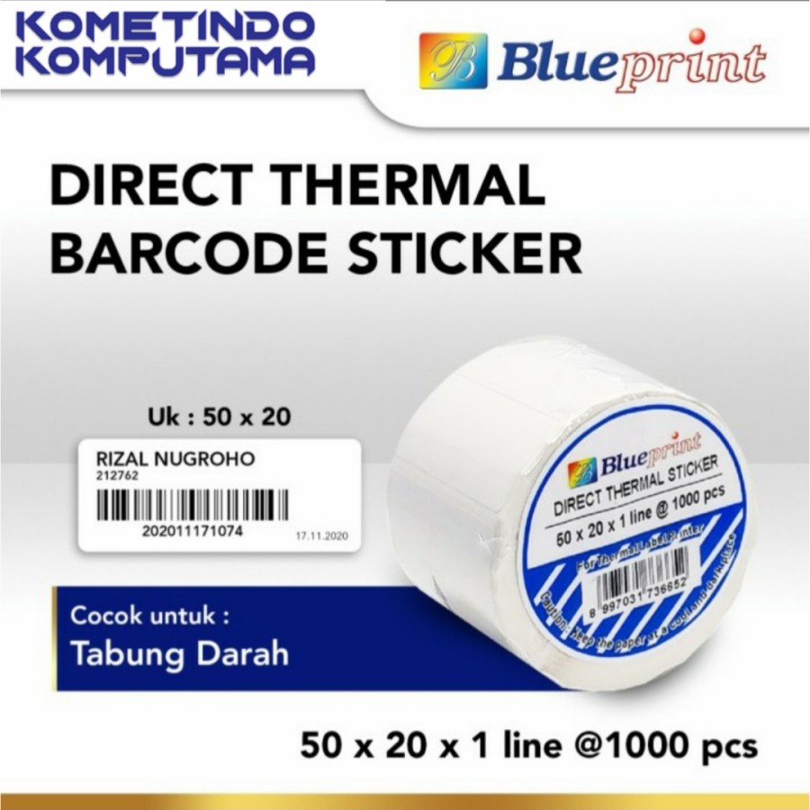 50x20x1 Line isi 1000pcs Direct Thermal Sticker BLUEPRINT 50x20x1 Line isi 1000pcs / Label Stiker