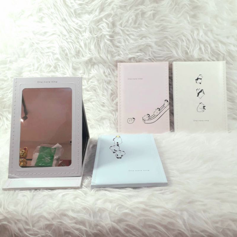 cermin leather kulit kokoh kaca alat kecantikan hadiah teen teenager remaja putri cewek panda pengui